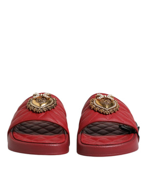 Rote Devotion Matelassé Leder Pantoletten Schuhe
