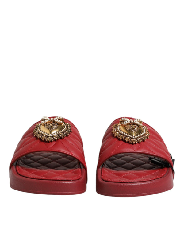 Rote Devotion Matelassé Leder Pantoletten Schuhe