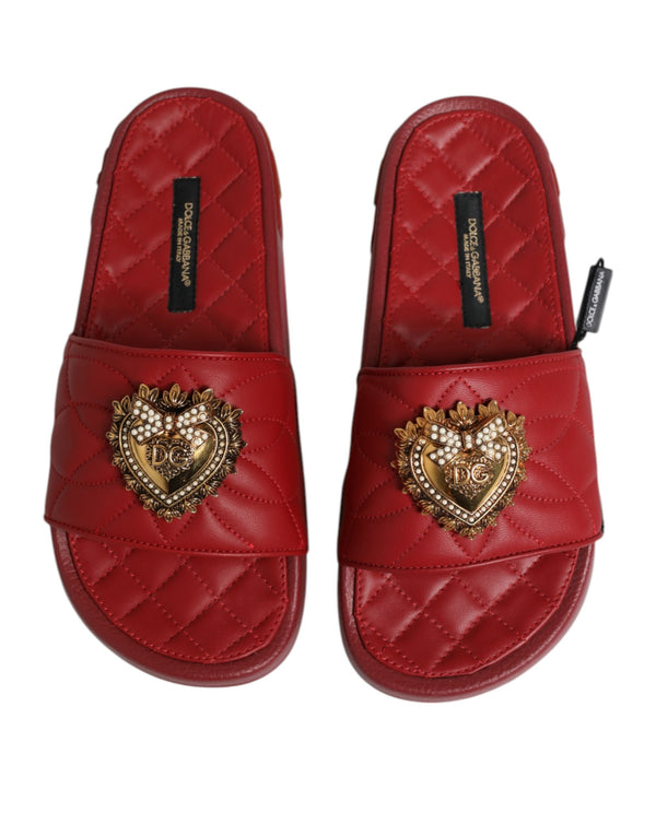 Rote Devotion Matelassé Leder Pantoletten Schuhe