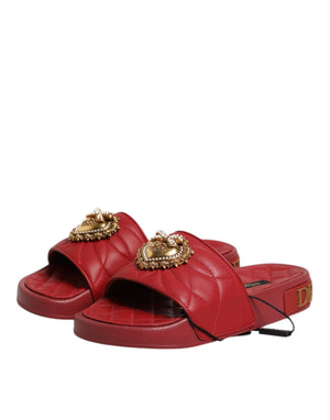 Rote Devotion Matelassé Leder Pantoletten Schuhe