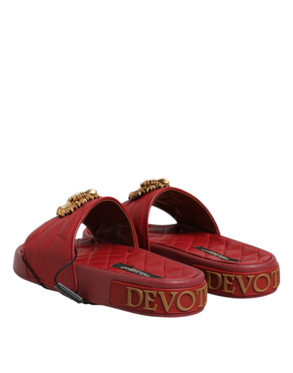 Rote Devotion Matelassé Leder Pantoletten Schuhe