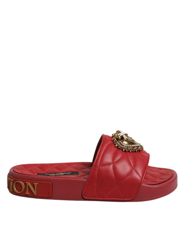 Rote Devotion Matelassé Leder Pantoletten Schuhe