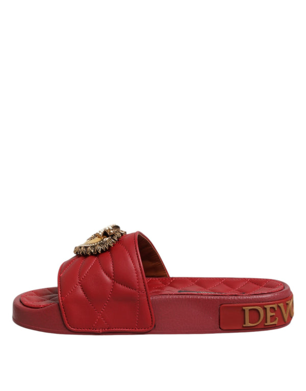 Rote Devotion Matelassé Leder Pantoletten Schuhe