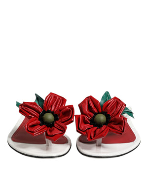 Rot Weiß KEIRA Blume Leder Sandalen Schuhe