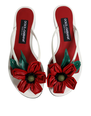 Rot Weiß KEIRA Blume Leder Sandalen Schuhe