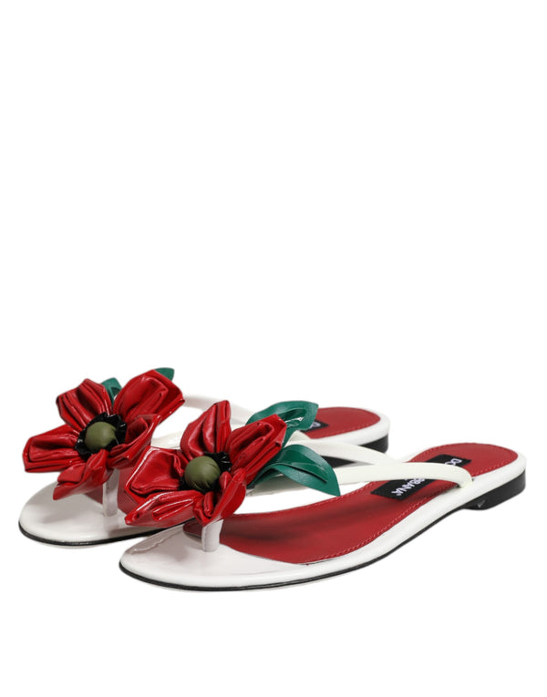 Rot Weiß KEIRA Blume Leder Sandalen Schuhe