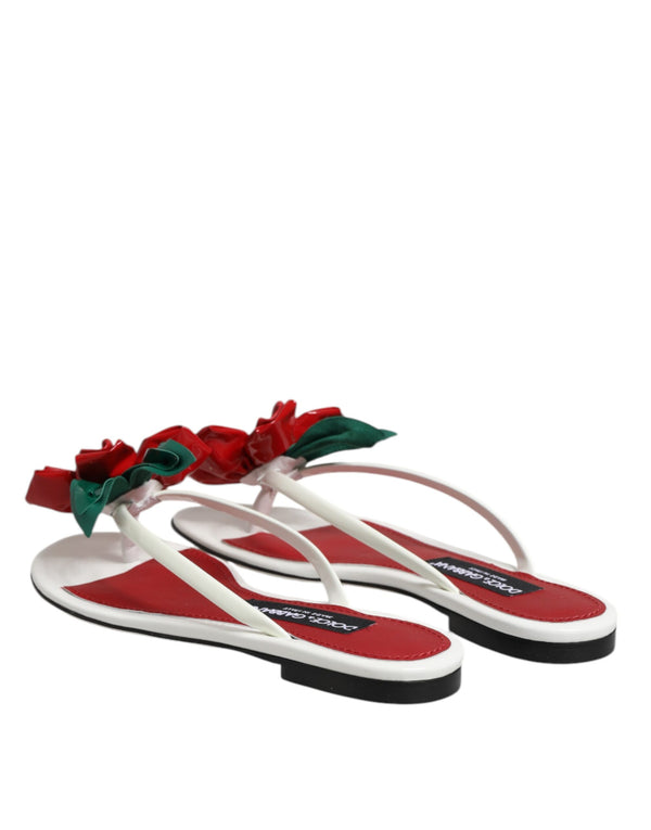 Rot Weiß KEIRA Blume Leder Sandalen Schuhe