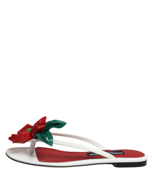 Rot Weiß KEIRA Blume Leder Sandalen Schuhe