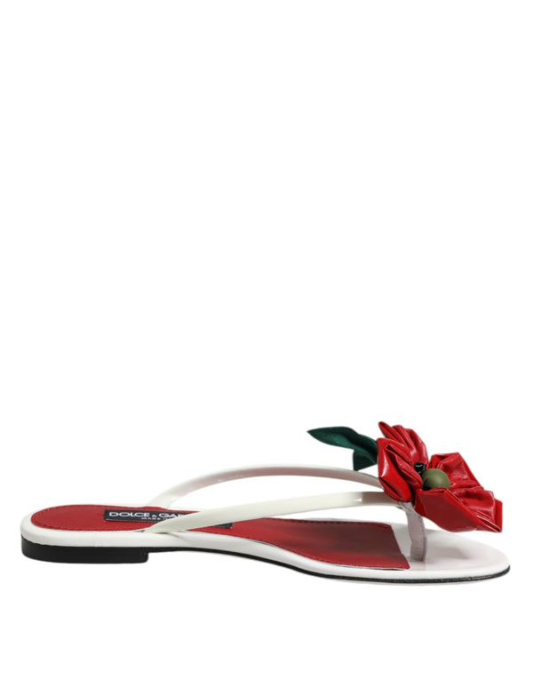 Rot Weiß KEIRA Blume Leder Sandalen Schuhe