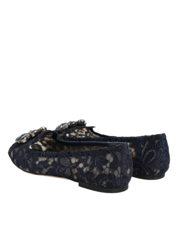 Blau Taormina Spitze Kristalle Flats Schuhe