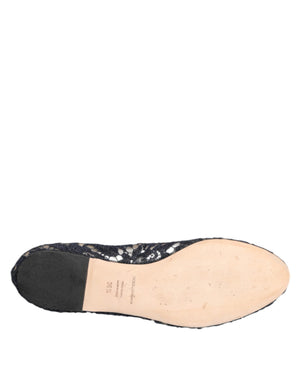 Blau Taormina Spitze Kristalle Flats Schuhe
