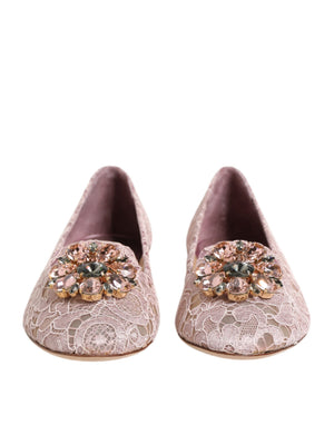 Rosa Taormina Spitze Kristalle Flats Schuhe