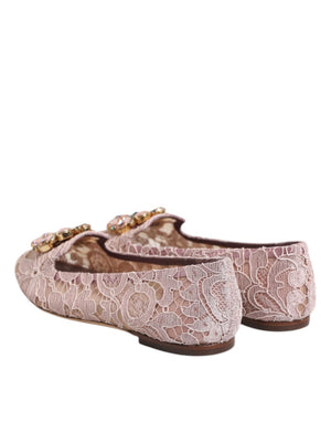 Rosa Taormina Spitze Kristalle Flats Schuhe