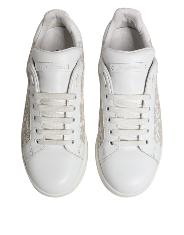 Weiße Spitze Leder Low Top Sneaker Schuhe