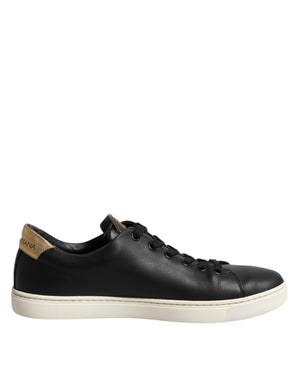 Schwarzes Leder Sacred Heart Sneakers Schuhe