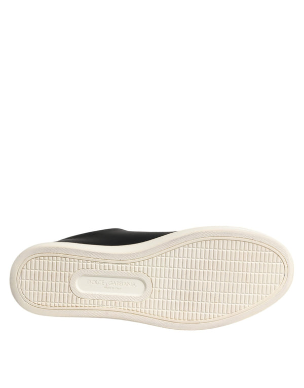 Schwarzes Leder Sacred Heart Sneakers Schuhe
