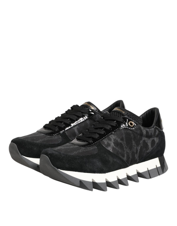 Schwarz Grau Leopard Low Top Turnschuhe Schuhe