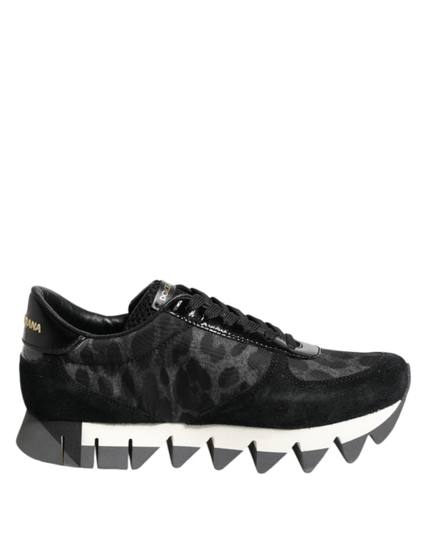 Schwarz Grau Leopard Low Top Turnschuhe Schuhe