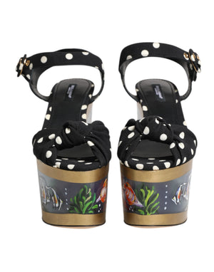 Multicolor Fisch Polka Dot Keil Sandalen Schuhe