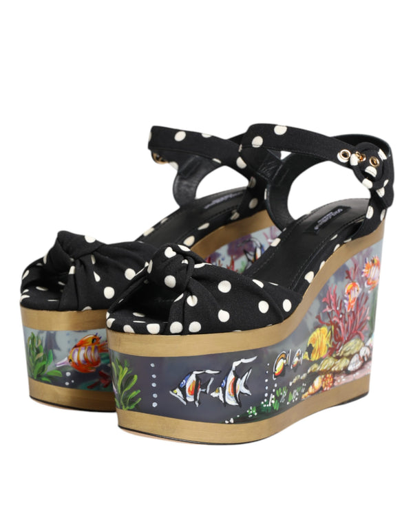 Multicolor Fisch Polka Dot Keil Sandalen Schuhe