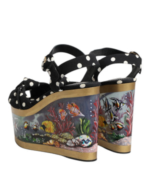 Multicolor Fisch Polka Dot Keil Sandalen Schuhe