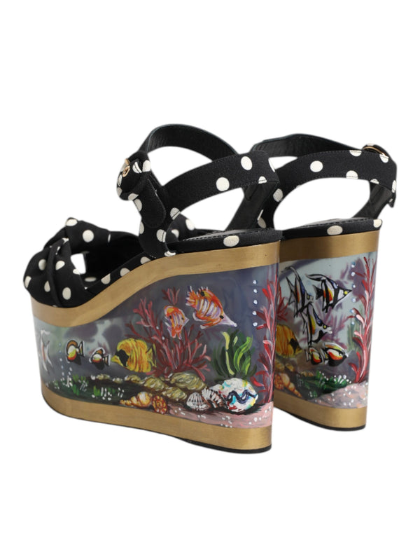 Multicolor Fisch Polka Dot Keil Sandalen Schuhe