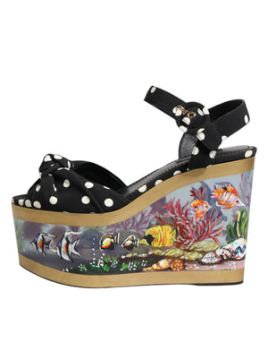 Multicolor Fisch Polka Dot Keil Sandalen Schuhe