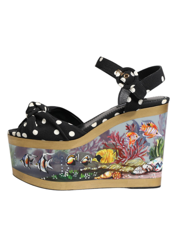 Multicolor Fisch Polka Dot Keil Sandalen Schuhe