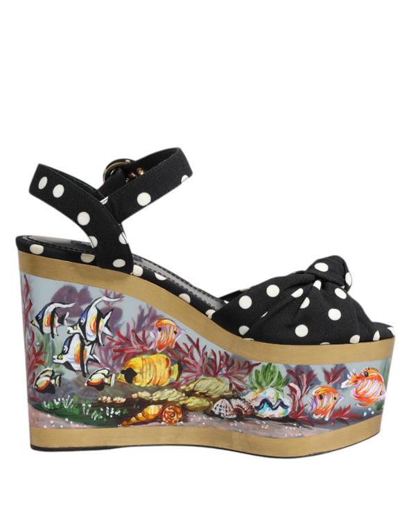 Multicolor Fisch Polka Dot Keil Sandalen Schuhe