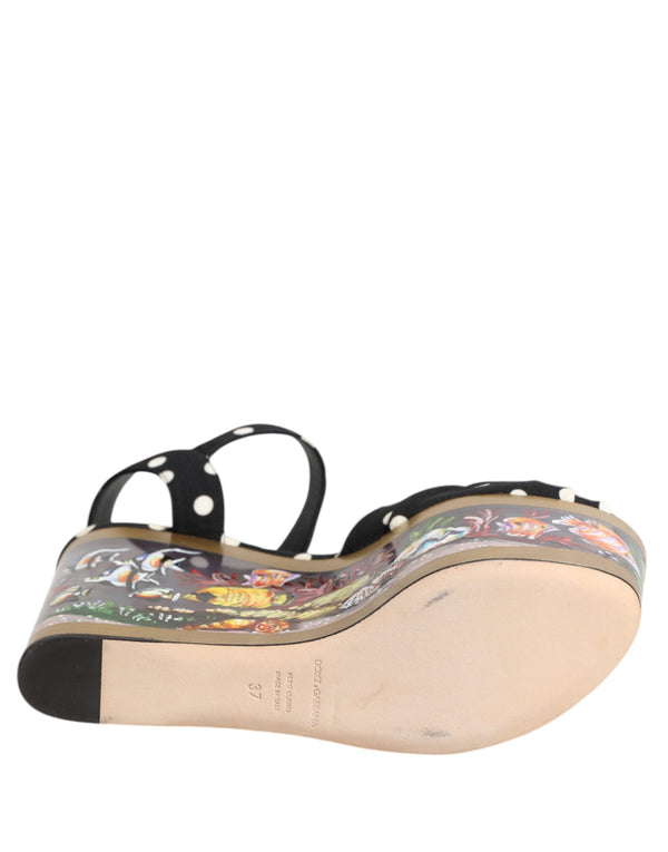 Multicolor Fisch Polka Dot Keil Sandalen Schuhe