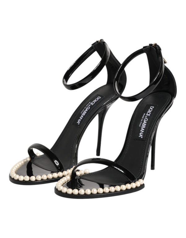 Schwarz KEIRA Perlenverzierte Sandalen Schuhe