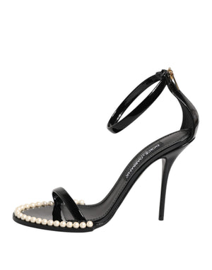 Schwarz KEIRA Perlenverzierte Sandalen Schuhe