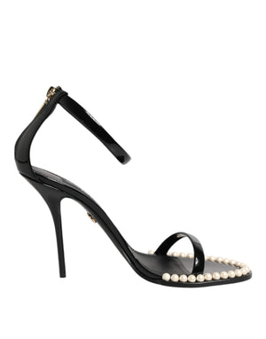 Schwarz KEIRA Perlenverzierte Sandalen Schuhe