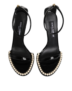 Schwarz KEIRA Perlenverzierte Sandalen Schuhe