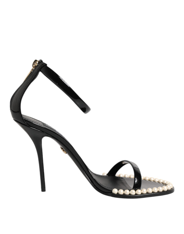 Schwarz KEIRA Perlenverzierte Sandalen Schuhe