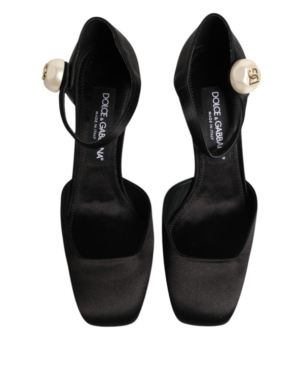 Schwarze Leder Logo-Knöchelriemen-Sandalen Schuhe