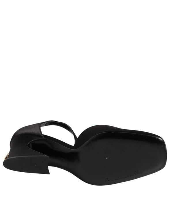 Schwarze Leder Logo-Knöchelriemen-Sandalen Schuhe