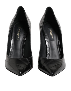 Schwarz Leder Stiletto High Heels Pumps Schuhe