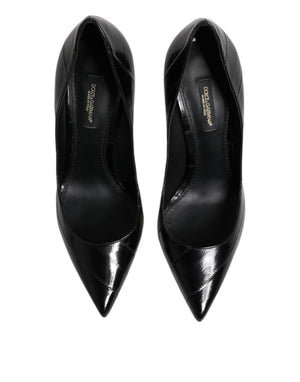 Schwarz Leder Stiletto High Heels Pumps Schuhe