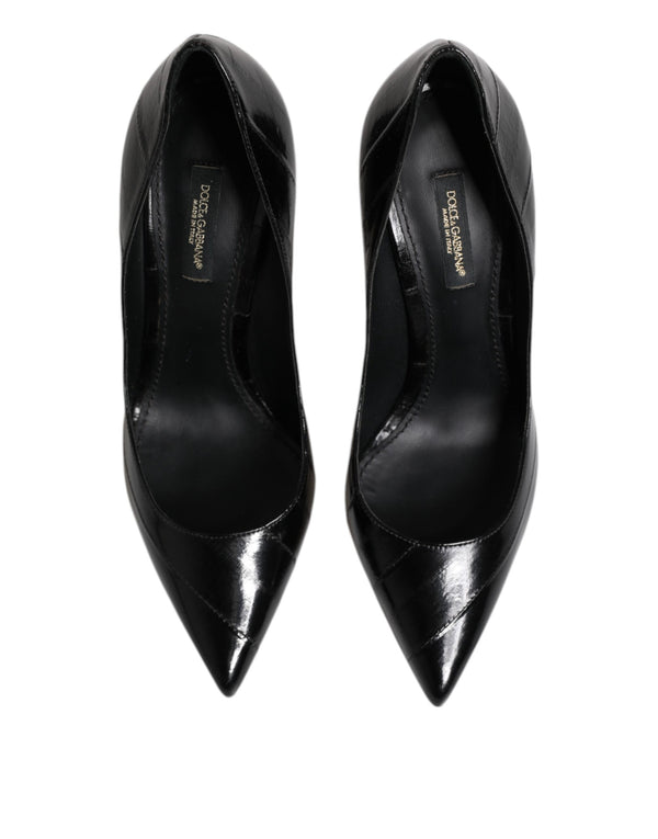 Schwarz Leder Stiletto High Heels Pumps Schuhe