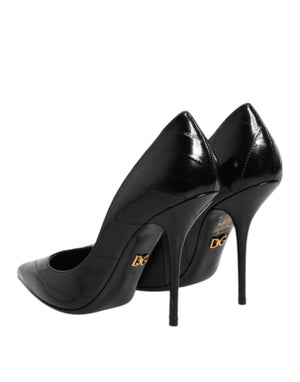 Schwarz Leder Stiletto High Heels Pumps Schuhe