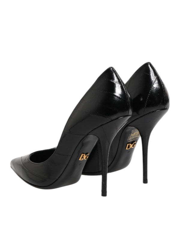 Schwarz Leder Stiletto High Heels Pumps Schuhe