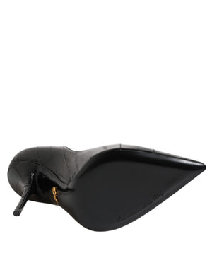 Schwarz Leder Stiletto High Heels Pumps Schuhe