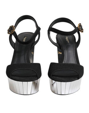 Schwarze Kristall-Knöchelriemen Keira Sandale Schuhe
