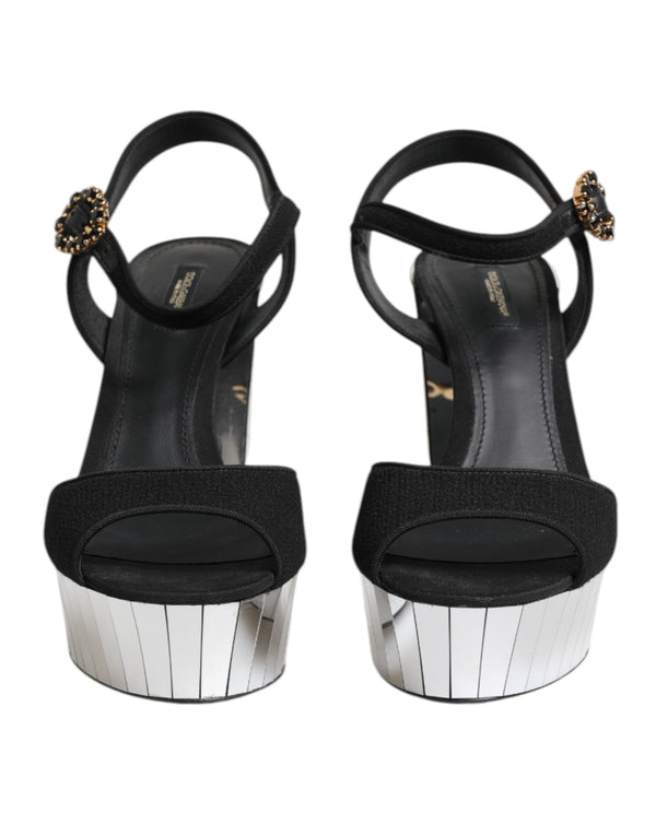 Schwarze Kristall-Knöchelriemen Keira Sandale Schuhe