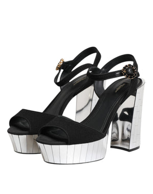 Schwarze Kristall-Knöchelriemen Keira Sandale Schuhe