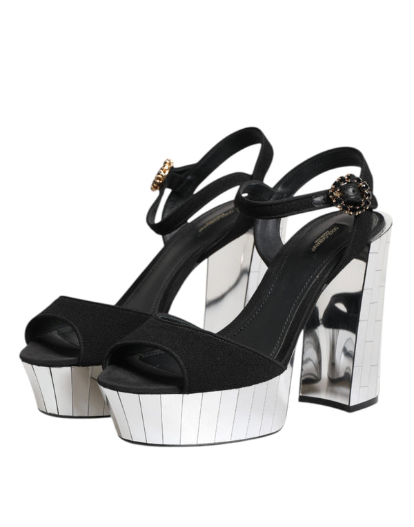 Schwarze Kristall-Knöchelriemen Keira Sandale Schuhe