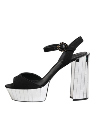 Schwarze Kristall-Knöchelriemen Keira Sandale Schuhe
