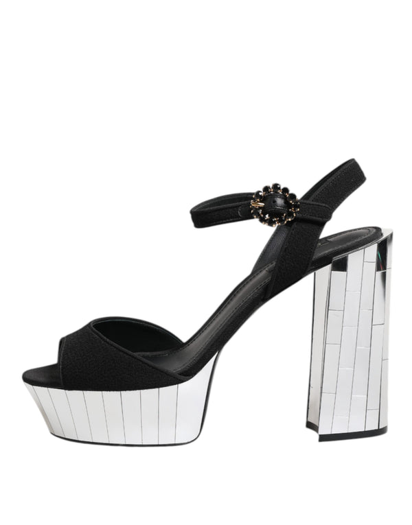 Schwarze Kristall-Knöchelriemen Keira Sandale Schuhe