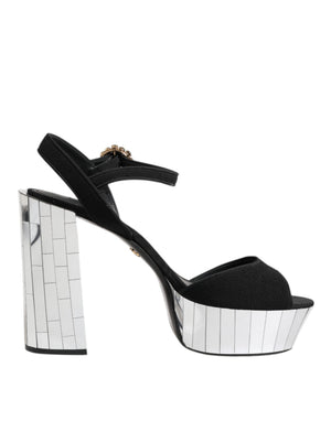 Schwarze Kristall-Knöchelriemen Keira Sandale Schuhe